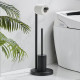 Suport multifunctional pentru hartie igienica si perie WC, negru, design modern, 24 x 64 cm Suport multifunctional pentru hartie igienica si perie WC, negru, design modern, 24 x 64 cm