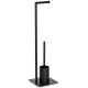Suport multifunctional pentru hartie igienica si perie WC, negru, design modern, 24 x 64 cm Suport multifunctional pentru hartie igienica si perie WC, negru, design modern, 24 x 64 cm