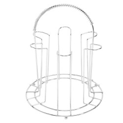 Suport pentru 6 pahare din otel inoxidabil, dimensiuni 17 x 17 x 21 cm, argintiu