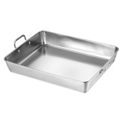 Tava inox cu manere, 30 x 25 x 6 cm, rezistenta si practica pentru prepararea si servirea alimentelor Tava inox cu manere, 30 x 25 x 6 cm, rezistenta si practica pentru prepararea si servirea alimentelor