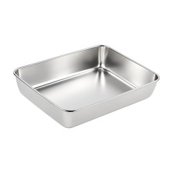 Tava inox, 25 x 20 x 6 cm, rezistenta, igienica, durabila, usor de curatat, ideala pentru preparare, servire si depozitare alimente