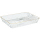 Tava dreptunghiulara pentru servire si depozitare, plastic transparent, margine aurie, 33 x 23 x 5 cm