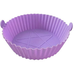 Tava/Forma din silicon pentru Friteuza/Air Fryer, reutilizabila, flexibila, antiaderenta, curatare usoara, rotunda, diametru 20cm, inaltime 5cm, violet