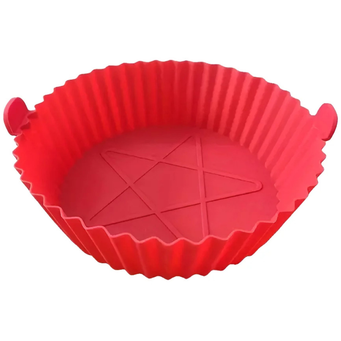 Tava/Forma din silicon pentru Friteuza/Air Fryer, reutilizabila, flexibila, antiaderenta, curatare usoara, rotunda, diametru 20cm, inaltime 5cm, rosie