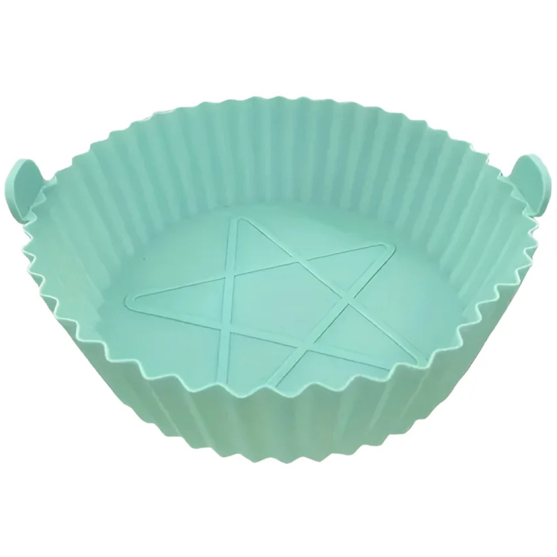 Tava/Forma din silicon pentru Friteuza/Air Fryer, reutilizabila, flexibila, antiaderenta, curatare usoara, rotunda, diametru 20cm, inaltime 5cm, verde
