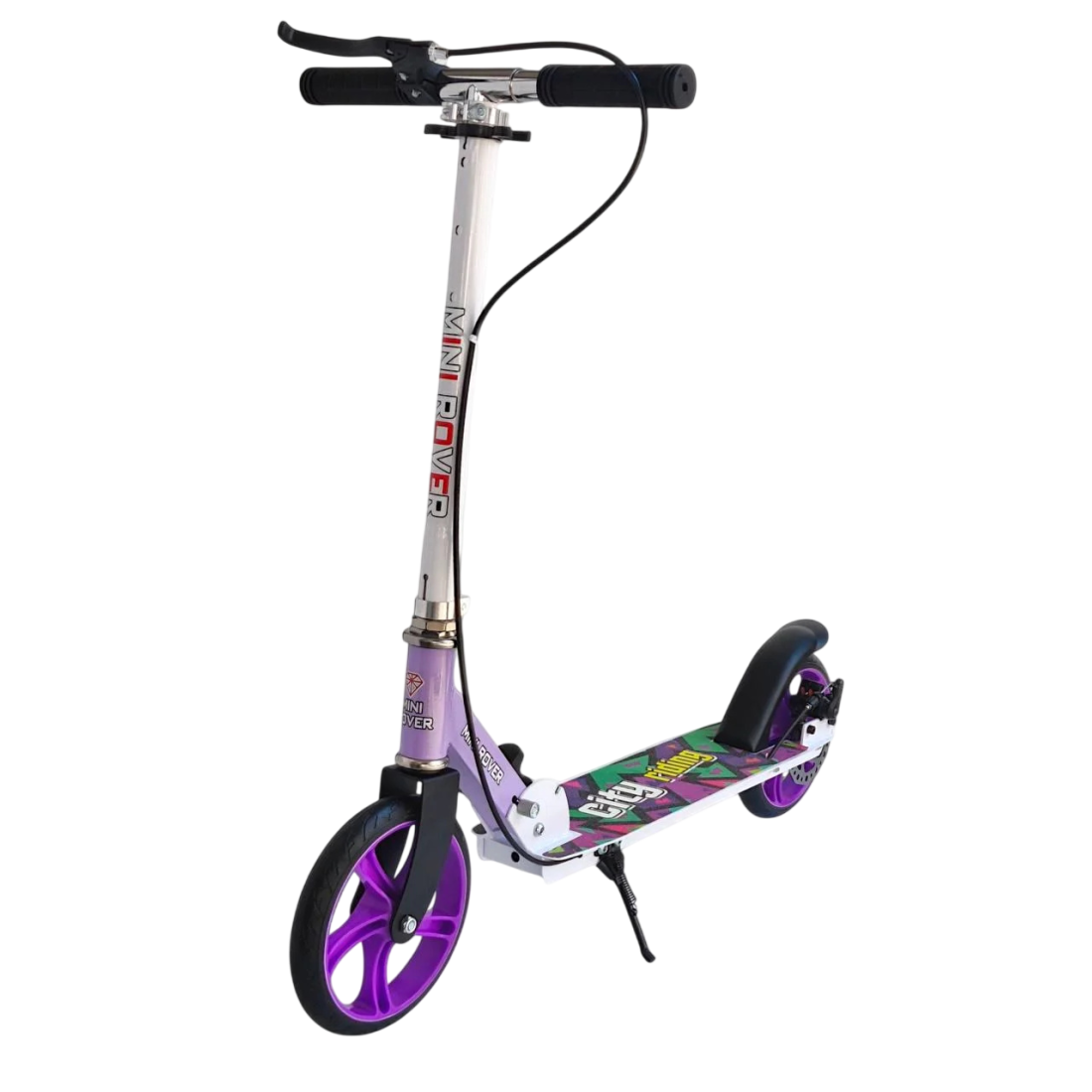 Trotineta pliabila pentru copii 7+ ani, roti 200 mm, frana de mana si frana de picior, 3 trepte de inaltime, sarcina maxima 80 kg, metal, mov Trotineta pliabila pentru copii 7+ ani, roti 200 mm, frana de mana si frana de picior, 3 trepte de inaltime, sarcina maxima 80 kg, metal, mov