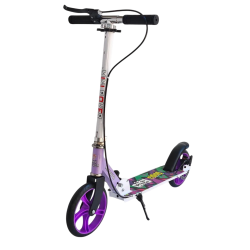 Trotineta pliabila pentru copii 7+ ani, roti 200 mm, frana de mana si frana de picior, 3 trepte de inaltime, sarcina maxima 80 kg, metal, mov Trotineta pliabila pentru copii 7+ ani, roti 200 mm, frana de mana si frana de picior, 3 trepte de inaltime, sarcina maxima 80 kg, metal, mov