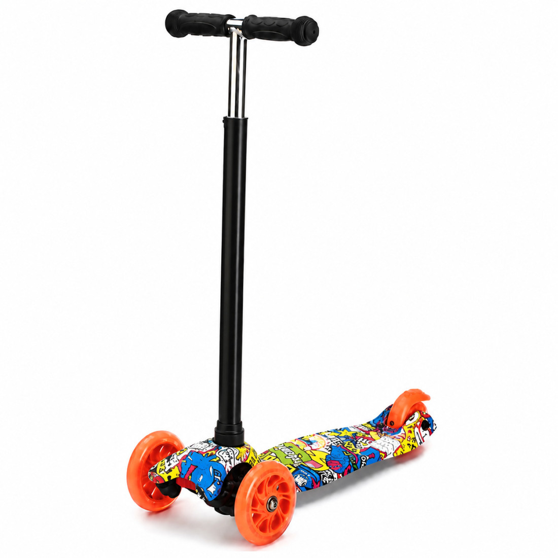 Trotineta cu 3 roti pentru copii cu lumini, inaltime reglabila, pliabila, 5 ani +, roti 120/80 mm, portocaliu Trotineta cu 3 roti pentru copii cu lumini, inaltime reglabila, pliabila, 5 ani +, roti 120/80 mm, portocaliu