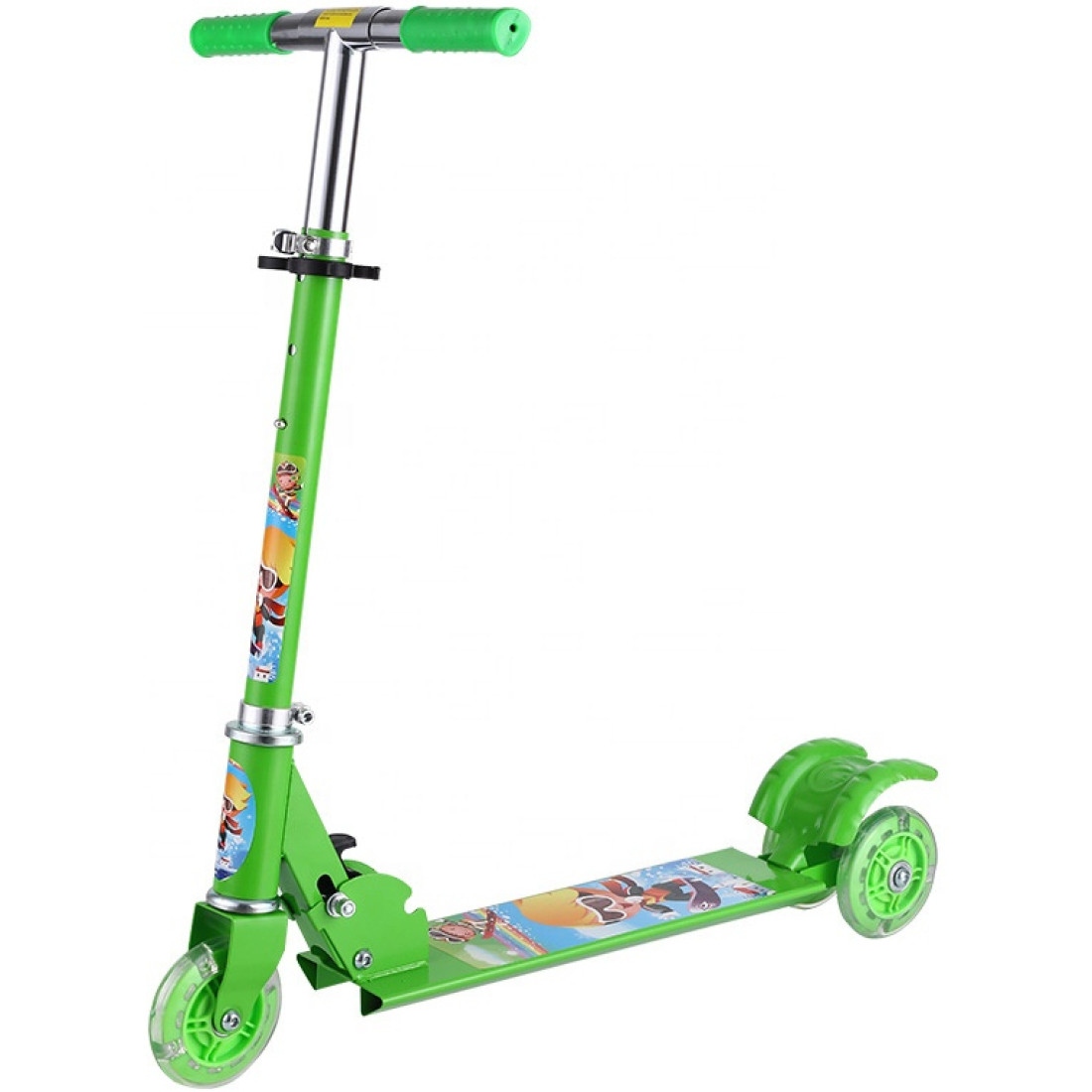 Trotineta cu 3 roti pentru copii, inaltime reglabila, pliabila, + 3 ani, verde Trotineta cu 3 roti pentru copii, inaltime reglabila, pliabila, + 3 ani, verde