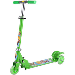 Trotineta cu 3 roti pentru copii, inaltime reglabila, pliabila, + 3 ani, verde