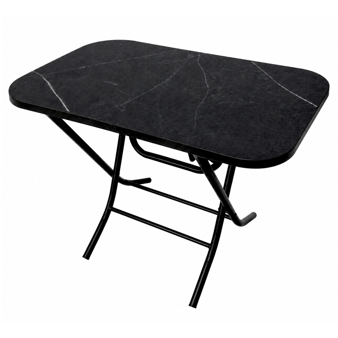 Masa pliabila cu blat, model marmura, cadru metalic, 40 x 70 cm, 57 cm inaltime, neagra