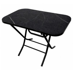 Masa pliabila cu blat, model marmura, cadru metalic, 40 x 70 cm, 57 cm inaltime, neagra