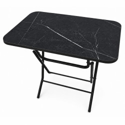 Masa pliabila cu blat, model marmura, cadru metalic, 60 x 80 cm, 76 cm inaltime, neagra