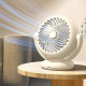 Ventilator de birou, rotire 180°, incarcare USB Type-C, 3 niveluri de reglare a vitezei, crem, 18 x 18 x 11 cm