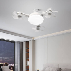 Ventilator de tavan cu bec LED si telecomandă, design modern, lumina reglabila, 3 culori, 1800 lumeni, 45 cm