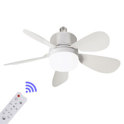 Ventilator de tavan cu bec LED si telecomandă, 24W, design modern, lumina reglabila, 3 trepte de viteza, setare oprire automata, 3000K-6500K CCT