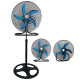 Ventilator cu palete metalice, 3 in 1, 100W, 45 cm diametru (18 inch), de birou/podea, de perete sau cu picior stativ, 3 viteze, 90° oscilatie stanga-dreapta, 30° inclinare sus-jos, motor silentios, inaltime reglabila