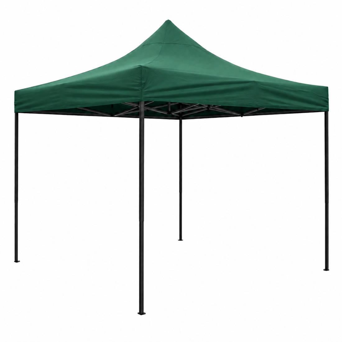 Cort tip pavilion / foisor 3 x 3 m, inaltime reglabila, structura metalica solida, impermeabil, pentru gradina, evenimente, terasa, curte, exterior, protectie UV, ploaie, invelis material textil, fixare rapida, usoara, verde