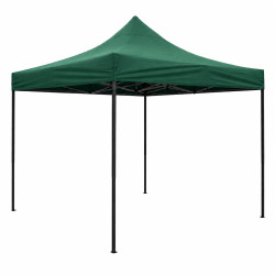 Cort tip pavilion / foisor 3 x 3 m, inaltime reglabila, structura metalica solida, impermeabil, pentru gradina, evenimente, terasa, curte, exterior, protectie UV, ploaie, invelis material textil, fixare rapida, usoara, verde