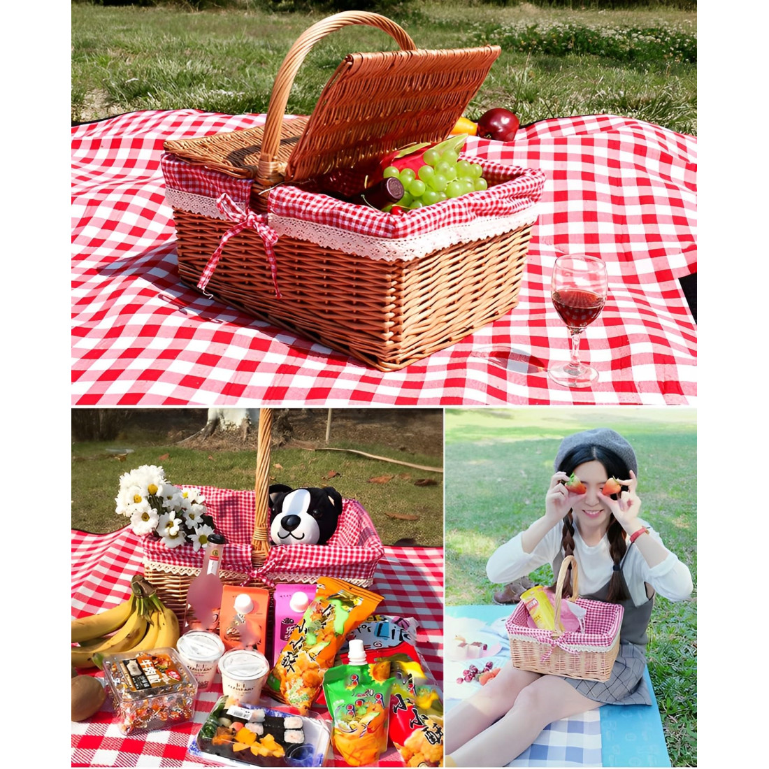 Cos picnic traditional cu capac, 40 x 30 x 20 cm Cos picnic traditional cu capac, 40 x 30 x 20 cm