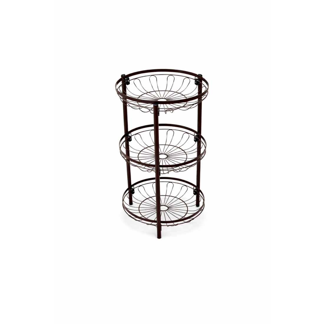 Fructiera etajata, 3 nivele pentru fructe, legume, prajituri, negru 28x28x65cm