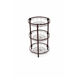 Fructiera etajata, 3 nivele pentru fructe, legume, prajituri, negru 28x28x65cm