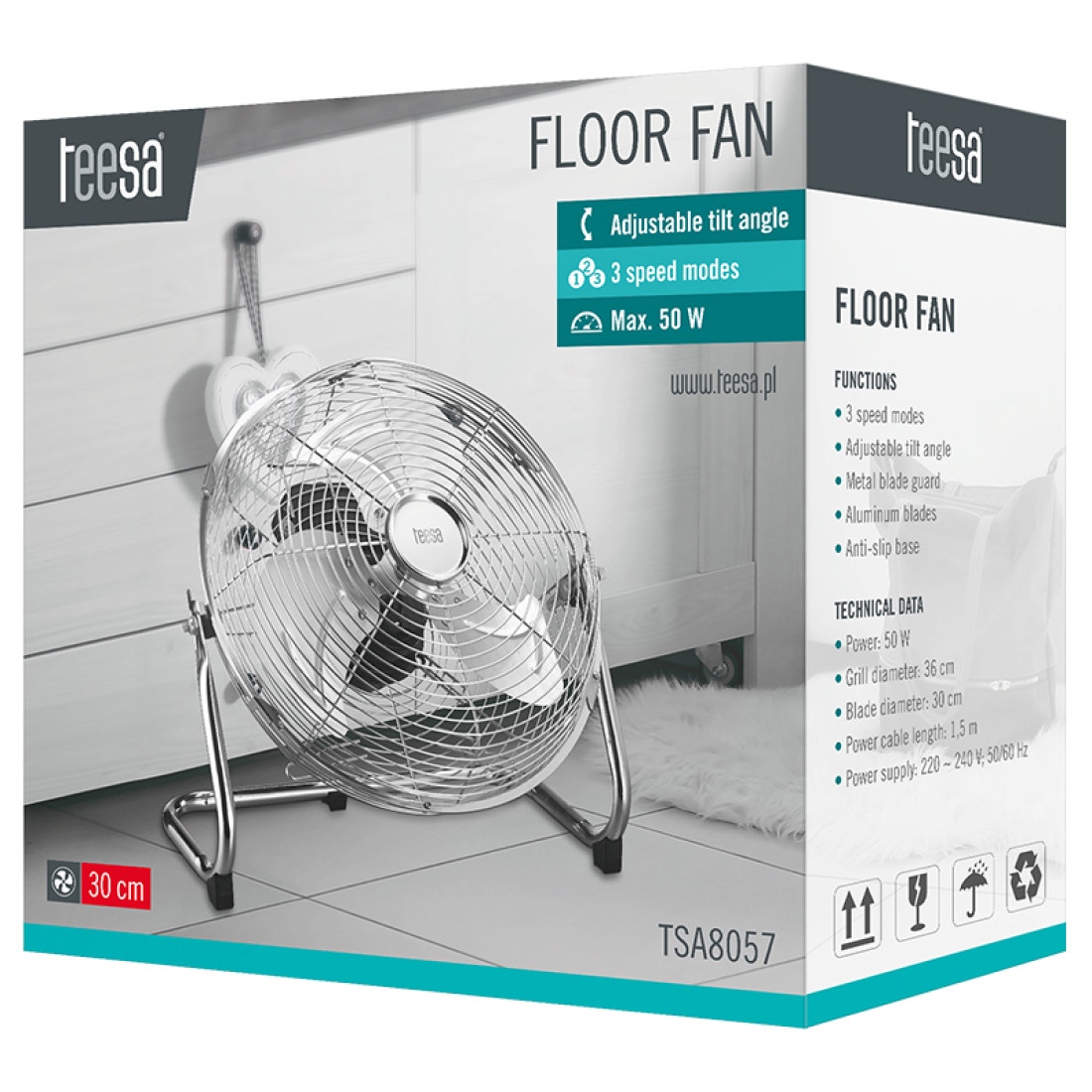 Ventilator Podea 30cm 3 Viteze 50W TEESA TSA8057