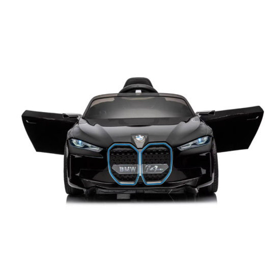 Masinuta electrica pentru copii BMW I4 cu doua usi, 12V-7Ah, LED, MP3, USB, Radio, Polipropilena, otel si scaun din piele ecologica, 115x67x45 cm, Negru