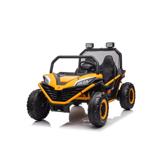 Masinuta electrica tip buggy UTV RDB-608, 24V/10Ah, 300W, roti EVA, scaun piele ecologica, telecomanda, intrare AUX (MP3) / USB / Bluetooth / Radio FM pentru 2 copii, Galben