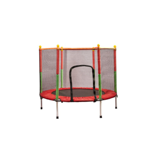 Trambulina pentru copii de gradina cu plasa exterioara cu fermoar, 120 x 116 cm, sarcina maxima 50 kg, Multicolora