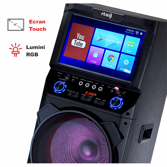 Boxa RTS-8215 Smart cu Tabletă & Microfon Wireless