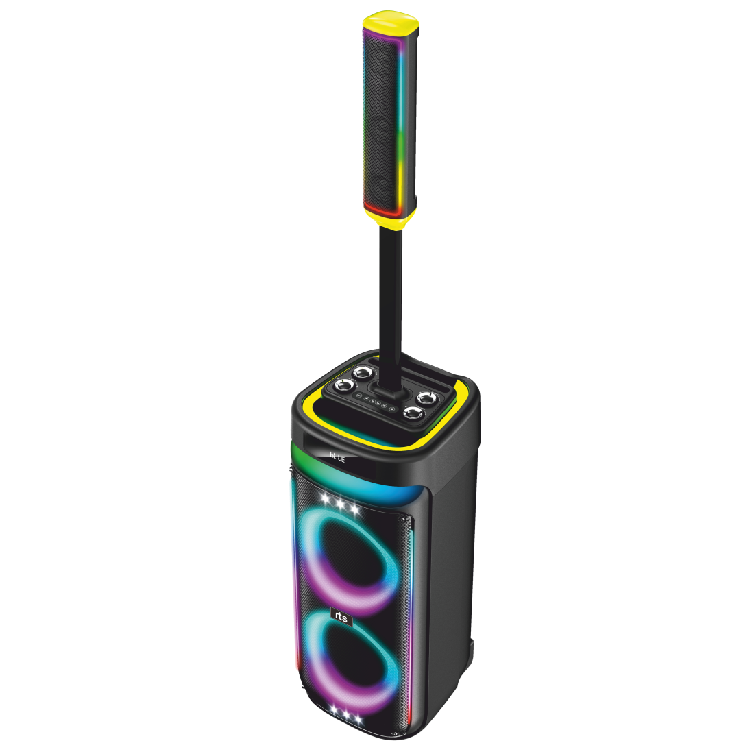 Boxa portabila RTS-8202, 80 W, Bluetooth, USB, TF, FM, TWS, microfon wireless inclus, iluminare RGB