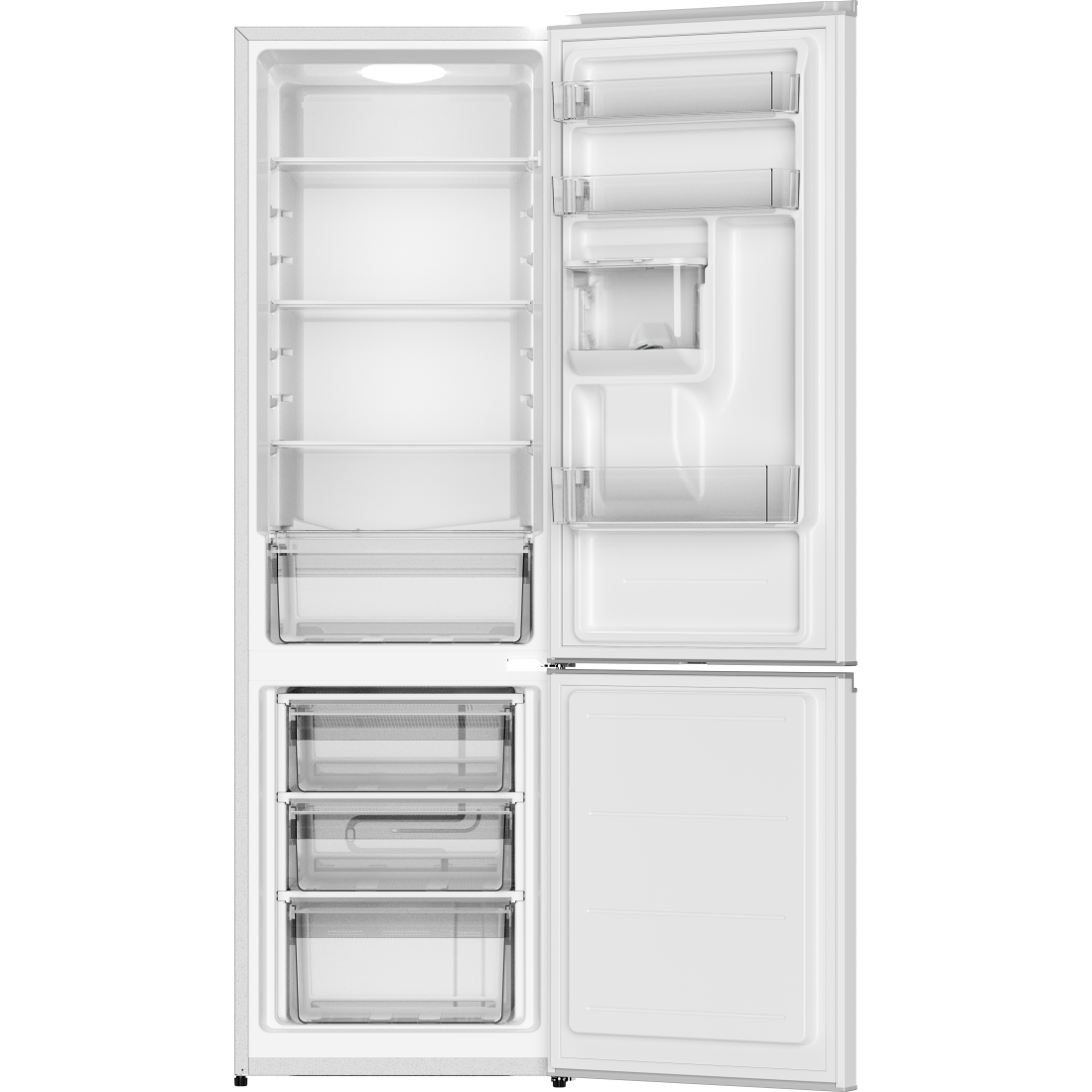 Combina frigorifica RTS RAC-FSRD358DBED-W, 268L (197L+71L), Clasa E, Dozator apa, Total No Frost, Rafturi din sticla, Usi reversibile, 178 cm Inaltime, Alb Combina frigorifica RTS RAC-FSRD358DBED-W, 268L (197L+71L), Clasa E, Dozator apa, Total No Frost, Rafturi din sticla, Usi reversibile, 178 cm Inaltime, Alb