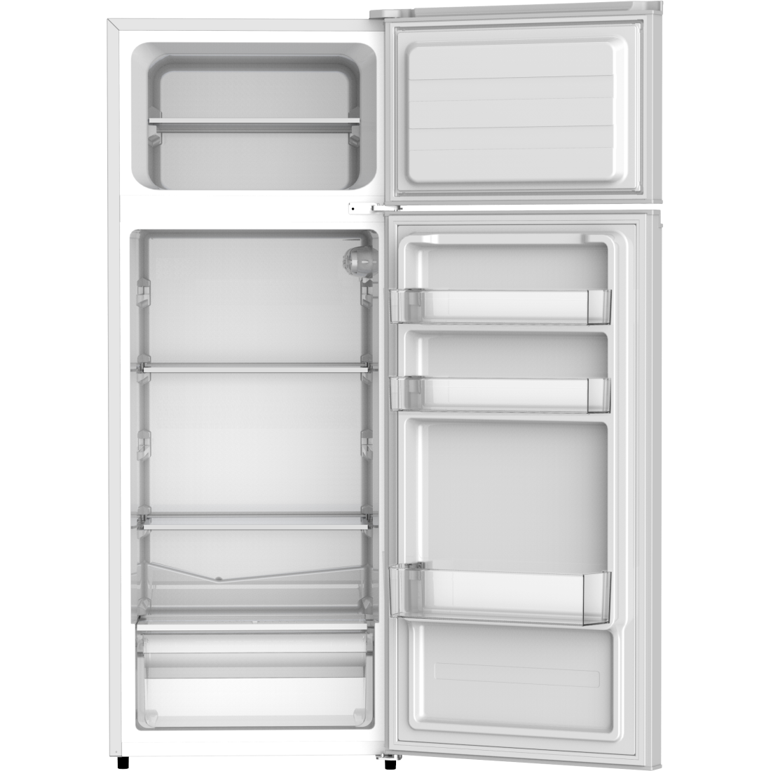 Frigider cu doua usi RTS RAC-FSRD275DTE-W, 210L (168L+42L), Clasa E, Rafturi din sticla, Usi reversibile, 143 cm Inaltime, Alb Frigider cu doua usi RTS RAC-FSRD275DTE-W, 210L (168L+42L), Clasa E, Rafturi din sticla, Usi reversibile, 143 cm Inaltime, Alb