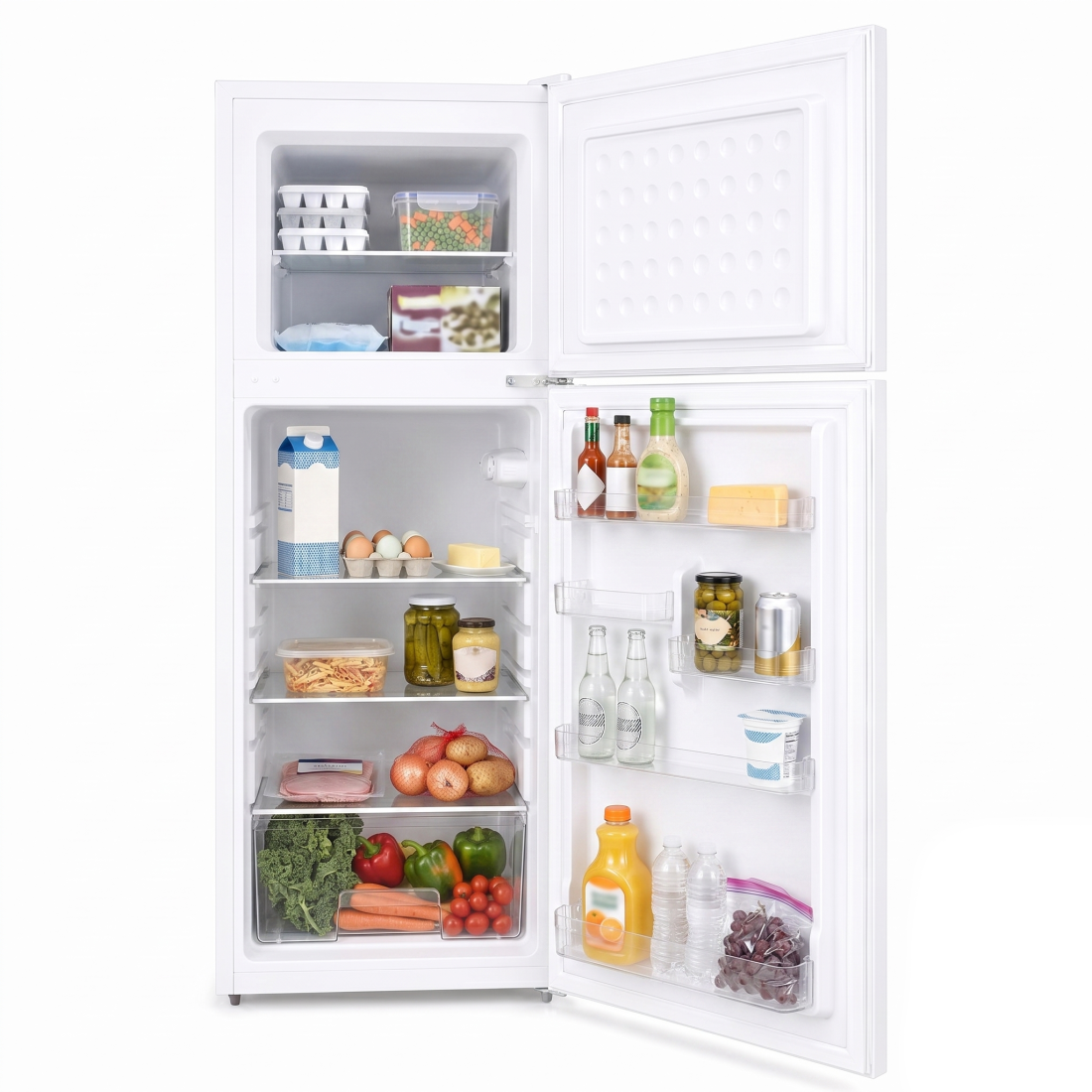 Frigider cu doua usi RTS BCD210W, 208L (160L+48L), Clasa E, Alb, Rafturi din sticla, Usi reversibile, 140, 6 x 54, 5 x 54, 5 cm Frigider cu doua usi RTS BCD210W, 208L (160L+48L), Clasa E, Alb, Rafturi din sticla, Usi reversibile, 140, 6 x 54, 5 x 54, 5 cm