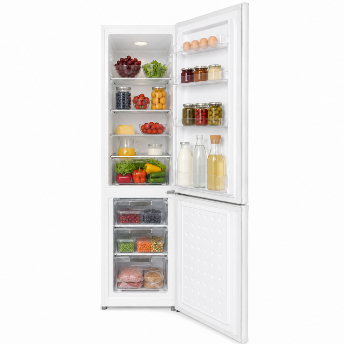 Combina frigorifica RTS BCD258W, 250L (186L+64L), Clasa E, Alb, Rafturi din sticla, Usi reversibile, 181.8 × 54.5 × 56.5 cm Combina frigorifica RTS BCD258W, 250L (186L+64L), Clasa E, Alb, Rafturi din sticla, Usi reversibile, 181.8 × 54.5 × 56.5 cm