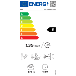 Uscator de rufe RTS RAC-DHB8070BKE, Pompa de caldura, 8 kg, Clasa E, Alb Uscator de rufe RTS RAC-DHB8070BKE, Pompa de caldura, 8 kg, Clasa E, Alb