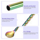 Set 6 paie reutilizabile metalice din inox cu lingurita, 21 cm, pentru cocktail, bauturi, limonada, frappe, whiskey, durabile, usor de curatat, ideale pentru bar, casa, cadou, perfecte pentru petreceri, design multicolor Set 6 paie reutilizabile metalice din inox cu lingurita, 21 cm, pentru cocktail, bauturi, limonada, frappe, whiskey, durabile, usor de curatat, ideale pentru bar, casa, cadou, perfecte pentru petreceri, design multicolor