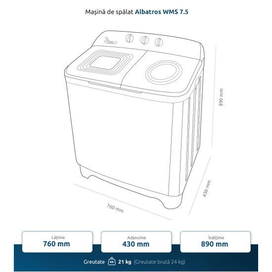 MASINA DE SPALAT RUFE ALBATROS WMS 7.3