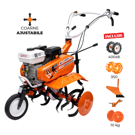 Motosapa DAC 7000ACC2 + roti cauciuc 4.00-8+plug+adaptor+roti metalice 350 fara manicot+set contragreutati 10kg