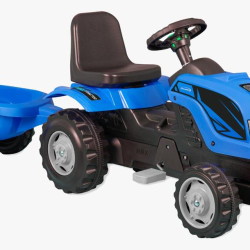 Tractor cu remorcă și pedale RDB-01-012 albastru, pentru copii