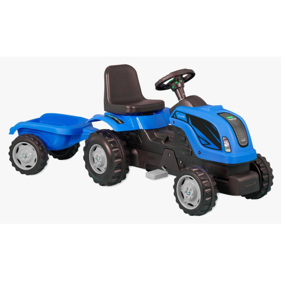 Tractor cu remorcă și pedale RDB-01-012 albastru, pentru copii Tractor cu remorcă și pedale RDB-01-012 albastru, pentru copii