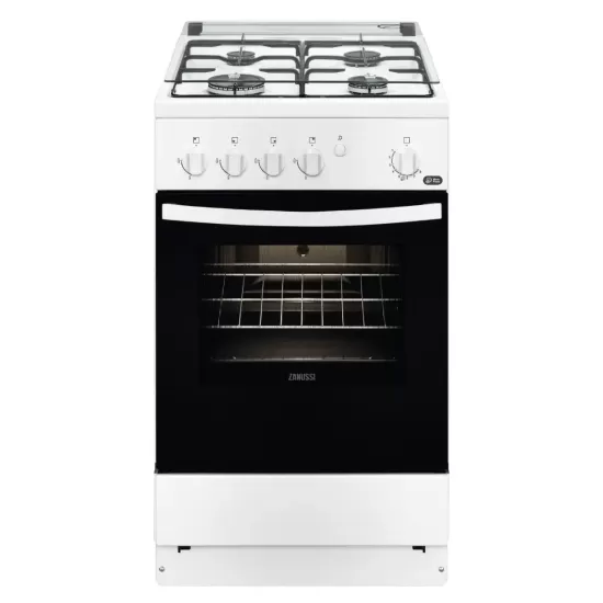 Aragaz pe gaz Zanussi ZCG510P1WA, 4 arzatoare, cuptor 61l, 50 cm, Alb